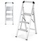 3-Step Ladder Aluminum Folding Step Stool with Non-Slip Pedal and Footpads-Sliver
